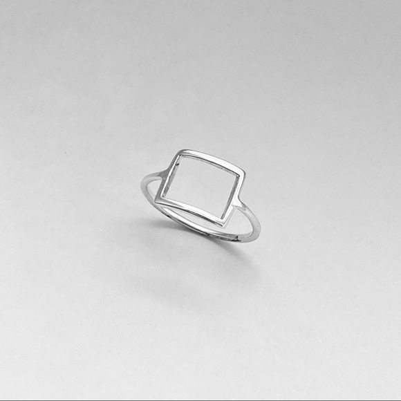 Sterling Silver Thin Open Square Ring, Delicate Ring, Minimalist Silver Rings - Picture 11 of 13